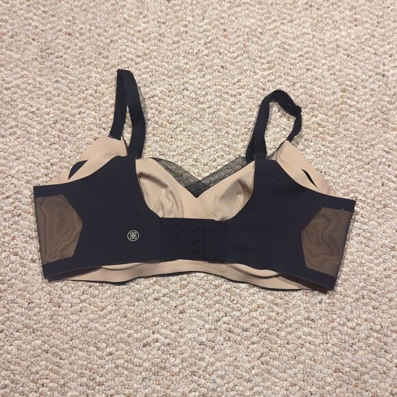 Honeylove Crossover Bra Medium Black Nude Mesh Panel Wireless Supportive - Picture 3 of 6